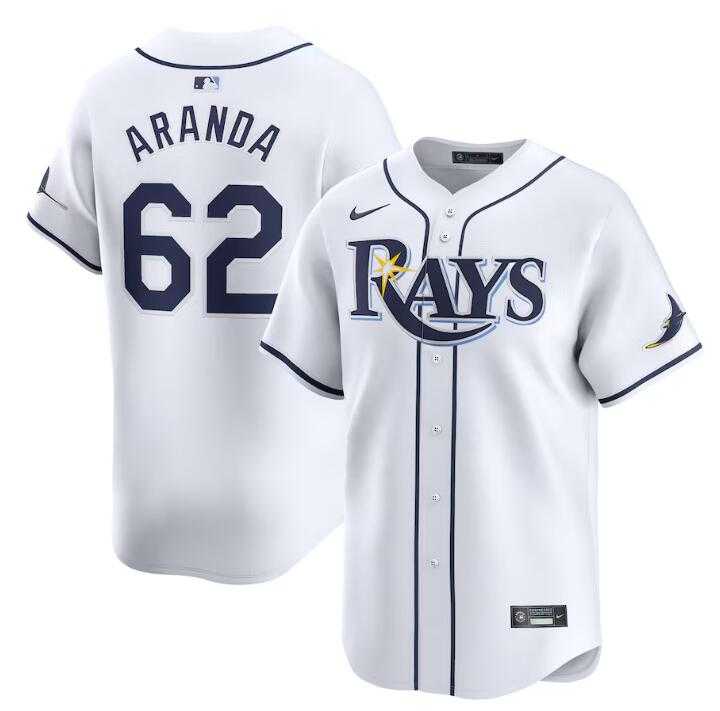 Men%27s Tampa Bay Rays #62 Jonathan Aranda White Home Limited Stitched Baseball Jersey Dzhi